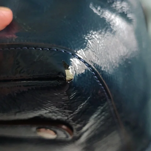 Coach Glossy Navy Leather Satchel - Picture 16 of 16